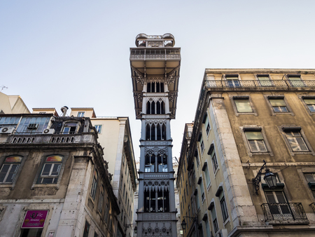 LISBON, PORTUGAL - JUNE 13, 2017: Santa Justa elevator in downtown of Lisbon, Portugal.のeditorial素材