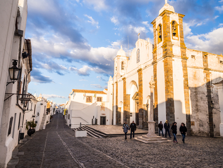 MONSARAZ, PORTUGAL - JANUARY 28, 2018: The parish church (Igreja Matriz de Nossa Senhora de Lagoa),...