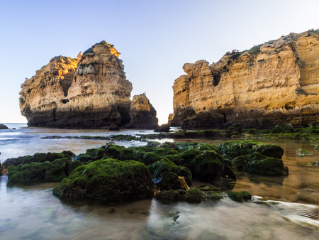 Praia de Sao Rafael (Sao Rafael beach) in Algarve region, Portugal.の写真素材