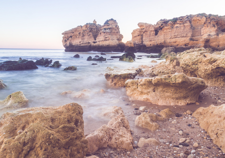Praia de Sao Rafael (Sao Rafael beach) in Algarve region, Portugal.の写真素材