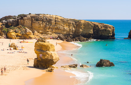 SAO RAFAEL BEACH, ALGARVE, PORTUGAL - MARCH 26, 2018: Praia de Sao Rafael (Sao Rafael beach) in Algarve region, Portugal.のeditorial素材