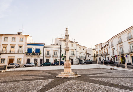ESTREMOZ, PORTUGAL â AUGUST 23, 2018: Central square of Estremoz with a marble pillory in Manueline styleのeditorial素材