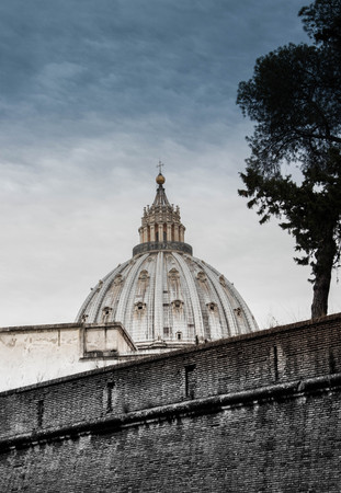 view of the bridge and the basilica of St. Peter in black and white with a sky-blue skyのeditorial素材
