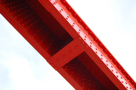 Steel arch girder of bridge closeup.の写真素材