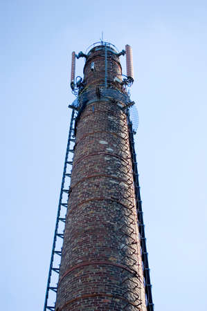 Old chimney made of brick bottom view.の写真素材