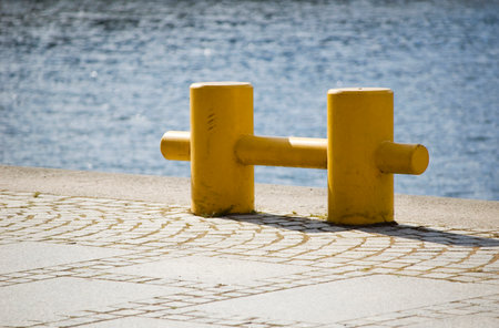 Iron dock bitt close up.の写真素材