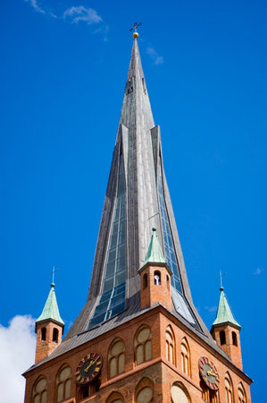 Tower of church with cross.の写真素材