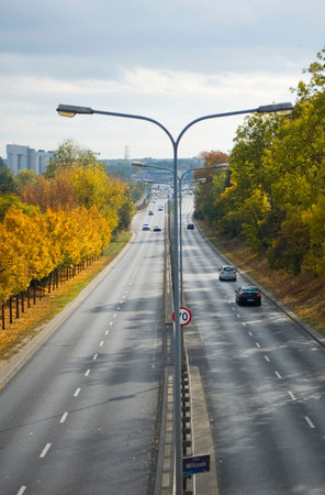 Poznan, Poland - October 2022: View of the street with cars.の写真素材