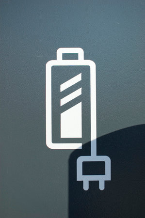 Car charging sign painted on the charger.の写真素材