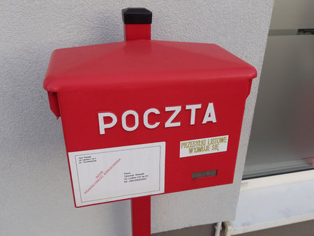 Tulce, Poland - 31 August 2023: Poczta Polska (Polish Post) mailbox.のeditorial素材