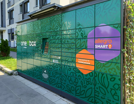 Poznan, Poland - 7 September 2023: Allegro Smart parcel locker.のeditorial素材