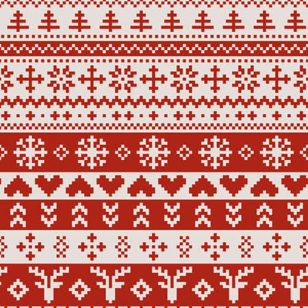 Vector red ugly Christmas jumper seamless pattern background. Ideal for Christmas gifts and decorations. Perfect for fabric, wallpaper, wrapping, scrapbooking and stationery. Surface pattern design.のイラスト素材