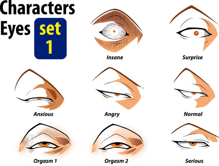 set of cartoon characters for the eyesのイラスト素材