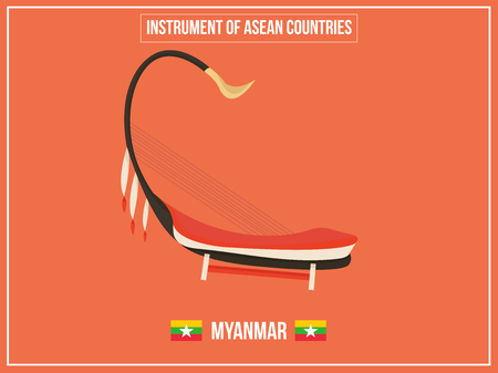 Vectors illustration of Instrument of Myanmar countryのイラスト素材