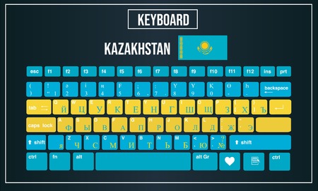 Vector Illustration Computer keyboards layout of Kazakhstanのイラスト素材