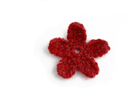 crocheted yarn flowerの写真素材