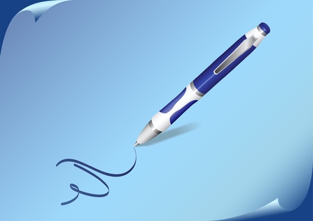 Background with blue pen writing on paperのイラスト素材