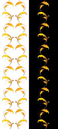 Two decorative vertical seamless autumn leaves bordersのイラスト素材