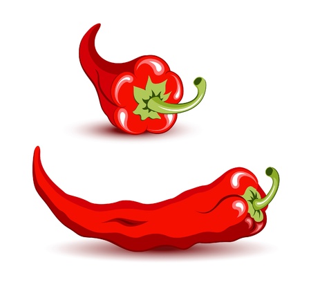 Red hot pepper icons on white backgroundのイラスト素材