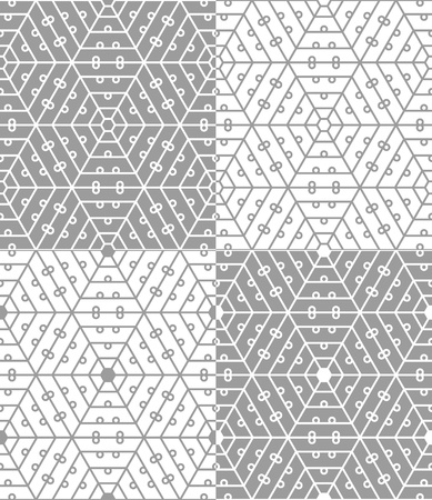 Four variants of hexagonal lace seamless patternのイラスト素材