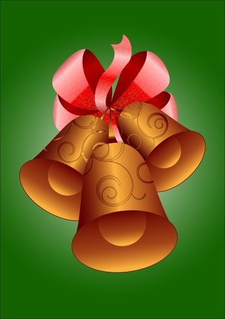 New year decorative bells with ribbon tied in a bowのイラスト素材