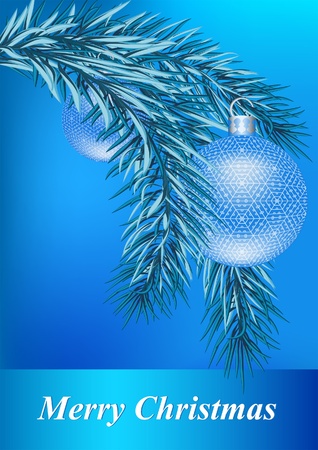 Christmas background with fir and ballsのイラスト素材