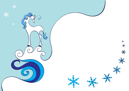 Winter background with unicornのイラスト素材