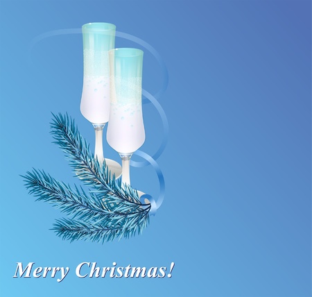 Wine glasses, Christmas background. Space for your textのイラスト素材