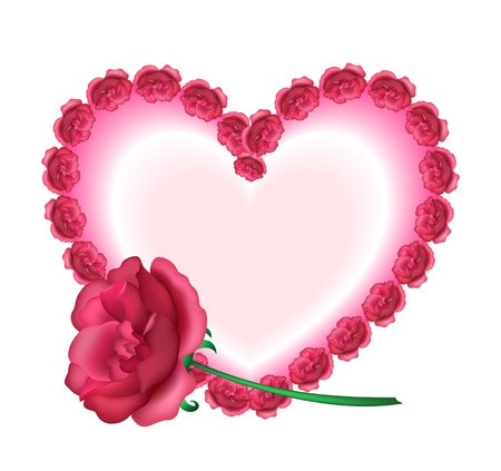 Heart frame with rose, isolated on whiteのイラスト素材