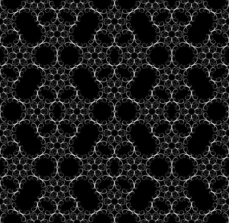 Seamless white lace pattern on blackのイラスト素材