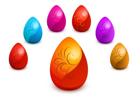 Painted easter eggs on whiteのイラスト素材