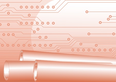 Rolls and fragment of circuit board, technological backgroundのイラスト素材