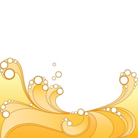 Abstract yellow wave with bubbles, decorative backgroundのイラスト素材