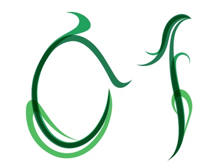 Green grassy summer font, set of digitsのイラスト素材