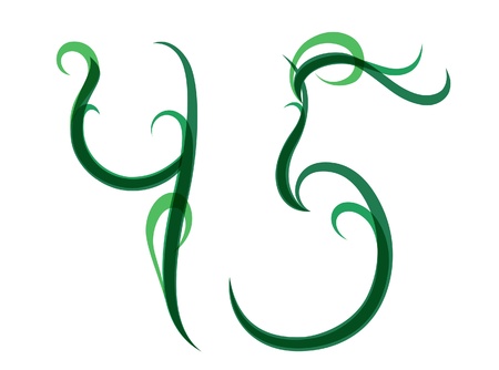 Green grassy summer font, set of digitsのイラスト素材