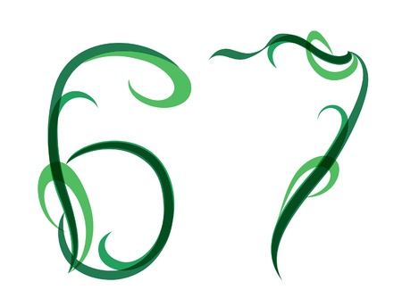 Green grassy summer font, set of digitsのイラスト素材