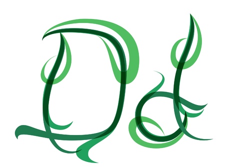 Green grassy summer font, letter Dのイラスト素材