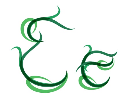 Green grassy summer font, letter Eのイラスト素材