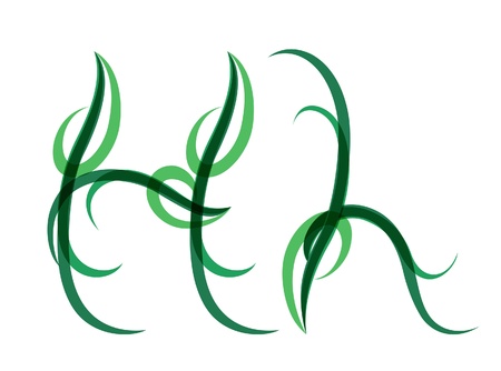 Green grassy summer font, letter Hのイラスト素材