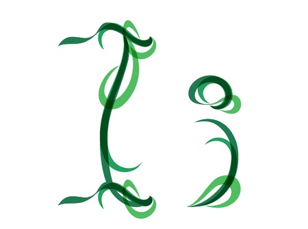 Green grassy summer font, letter Iのイラスト素材
