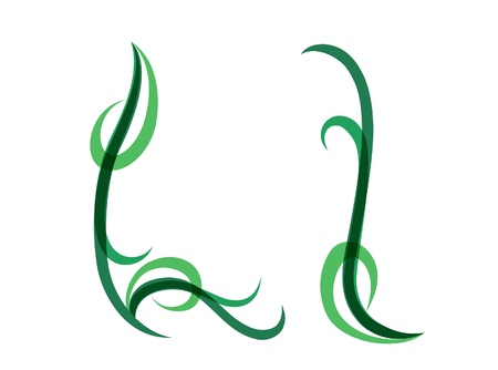 Green grassy summer font, letter Lのイラスト素材