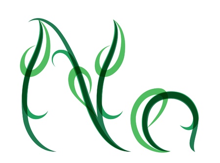 Green grassy summer font, letter Nのイラスト素材