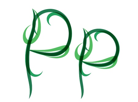 Green grassy summer font, letter Pのイラスト素材