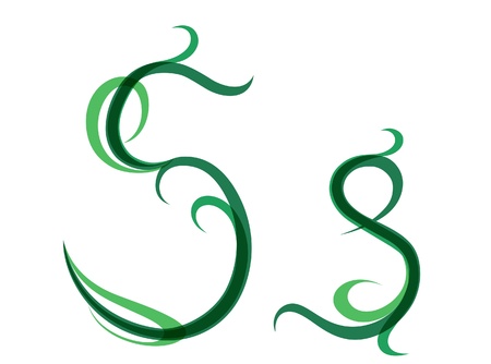 Green grassy summer font, letter Sのイラスト素材