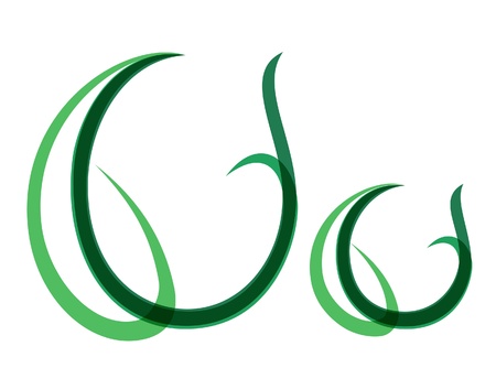 Green grassy summer font, letter Vのイラスト素材