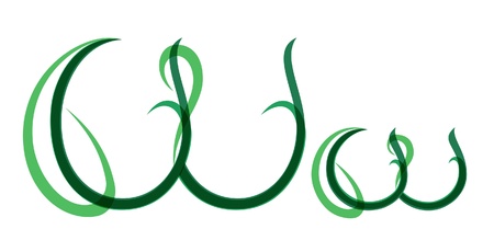 Green grassy summer font, letter Wのイラスト素材