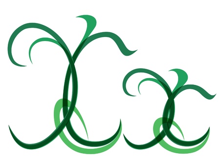 Green grassy summer font, letter Xのイラスト素材