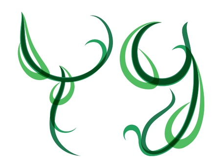 Green grassy summer font, letter Yのイラスト素材