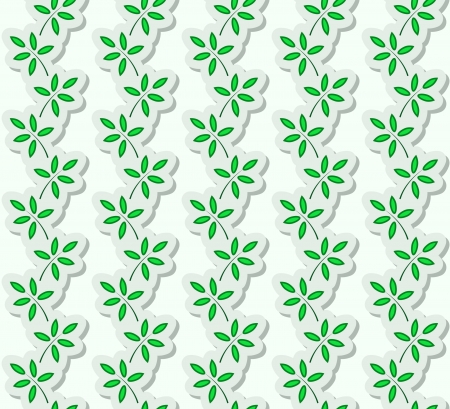 Paper stripes with stylized green leaves, seamless patternのイラスト素材