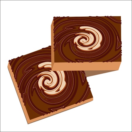 Two slices of chocolate cake on whiteのイラスト素材
